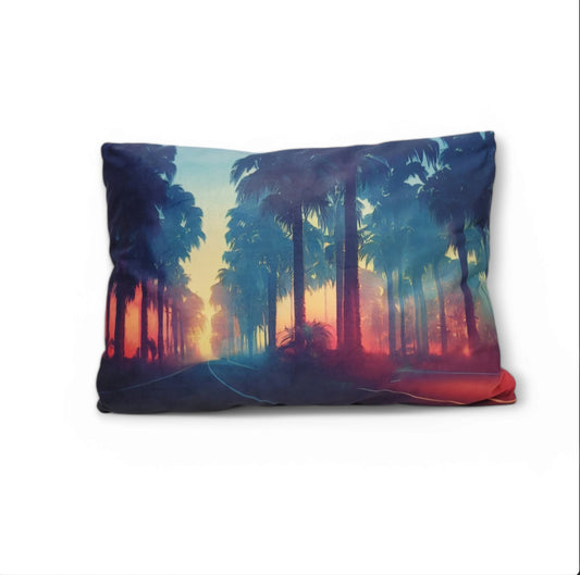 Miami retrowave large throw pillow